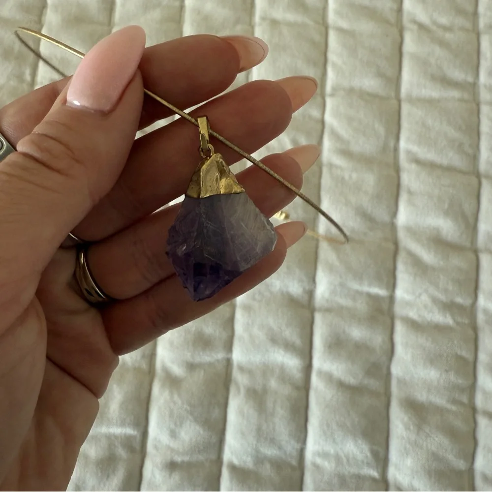 Bundle of 3 necklaces choker golden black murano glass pendant amethyst pearl